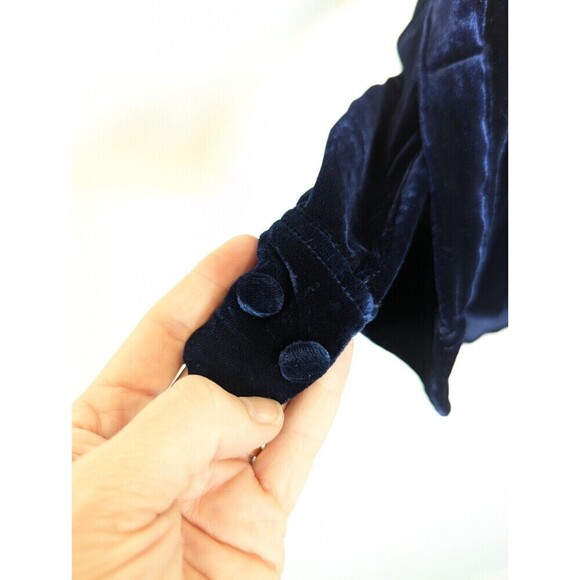 Et Vous Vintage Velvet Top Womens Size M Blue Silk Blend Whimsygoth Witchy Tunic - Picture 5 of 10